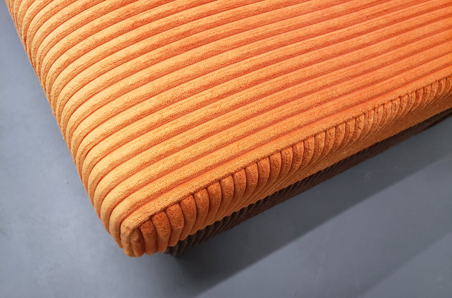 Mid century modular corner sofa in rusty orange corduroy – A rare vintage treasure