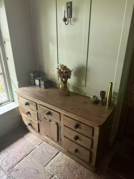 Antique solid pine sideboard dresser drawers cupboard server buffet – A rare vintage treasure