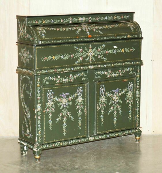 Antique swedish hand painted grocers grain bin sideboard haberdashery cupboard – A rare vintage treasure