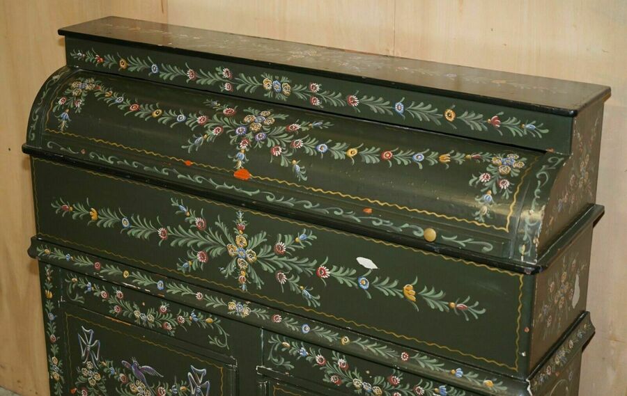 Antique swedish hand painted grocers grain bin sideboard haberdashery cupboard – A rare vintage treasure