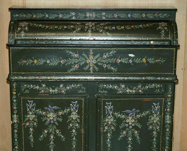 Antique swedish hand painted grocers grain bin sideboard haberdashery cupboard – A rare vintage treasure