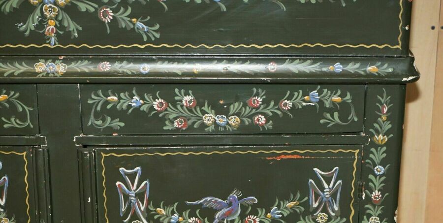 Antique swedish hand painted grocers grain bin sideboard haberdashery cupboard – A rare vintage treasure