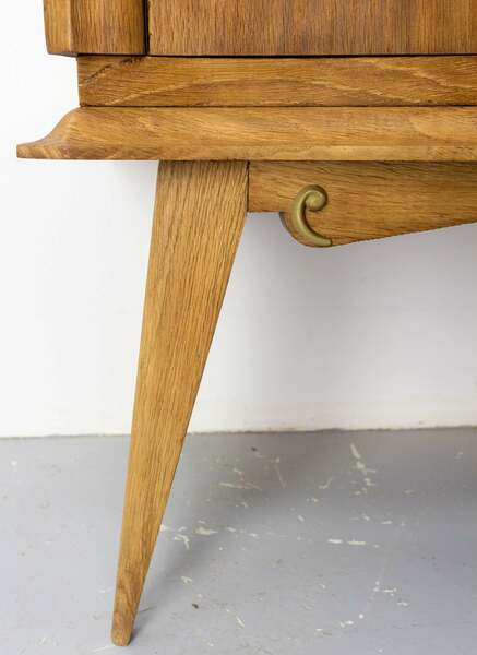 French pair of nightstands side cabinets bedside oak &marble top midcentury – A rare vintage treasure