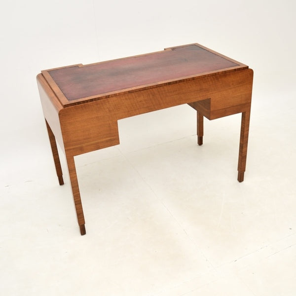 Art deco figured walnut leather top desk – A rare vintage treasure