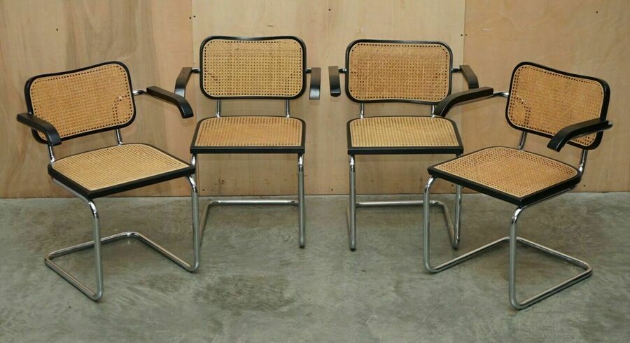 Four vintage 1970 made in italy stamped marcel breuer cesca knoll dining chairs – A rare vintage treasure
