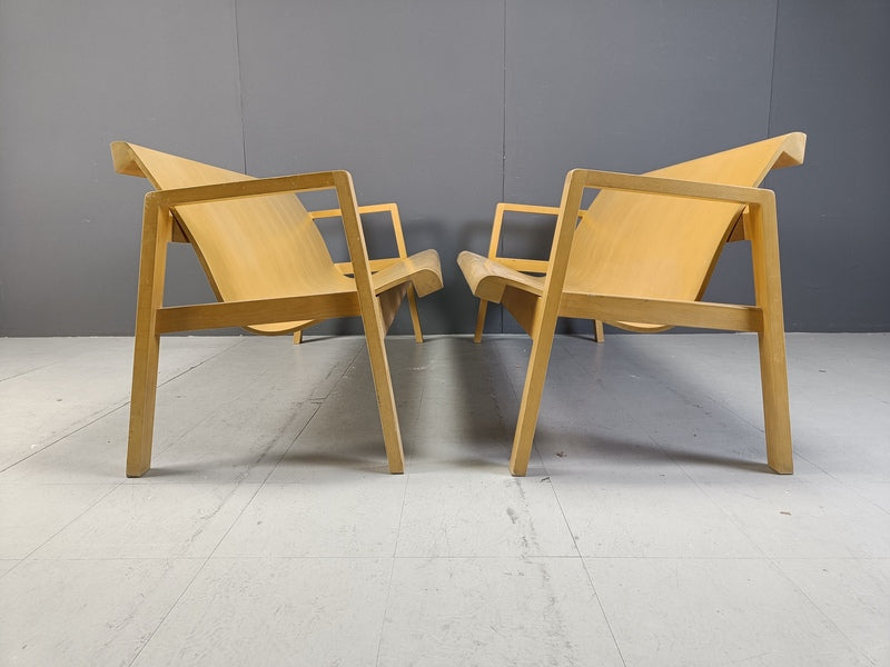 Mid century plywood benches in the manner of alvar aalto, 1960 set of 2 – A rare vintage treasure