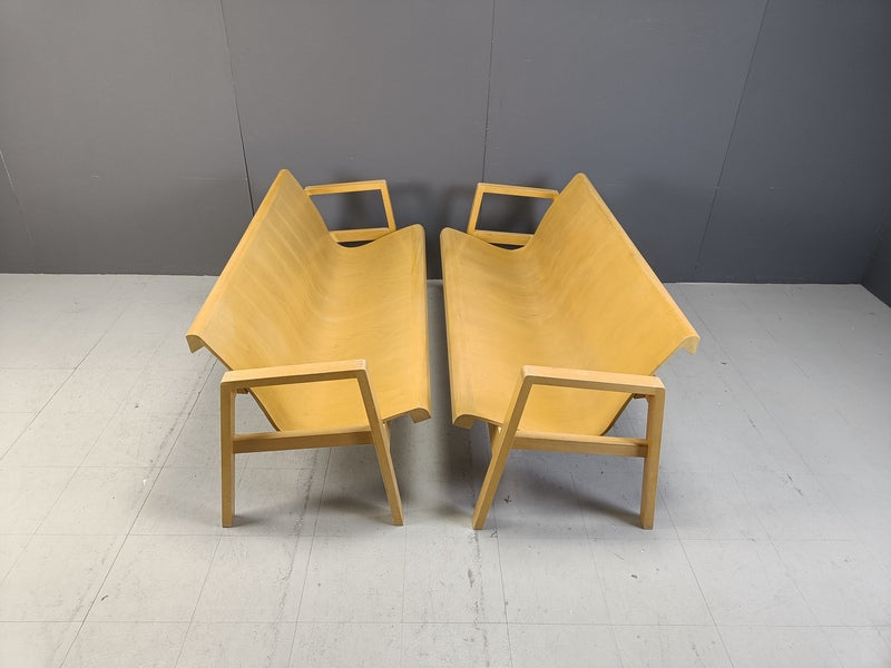 Mid century plywood benches in the manner of alvar aalto, 1960 set of 2 – A rare vintage treasure