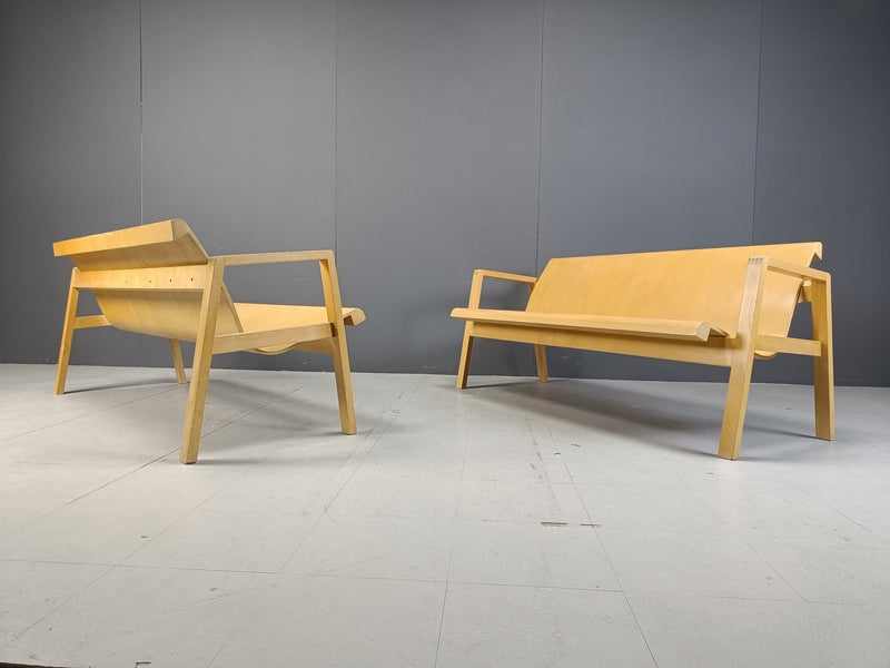 Mid century plywood benches in the manner of alvar aalto, 1960 set of 2 – A rare vintage treasure