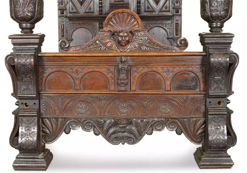 Important bishop james stanley 1508 king henry vii english oak tudor tester bed – A rare vintage treasure