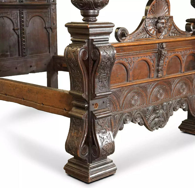 Important bishop james stanley 1508 king henry vii english oak tudor tester bed – A rare vintage treasure