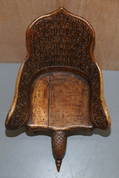 Pair of ornate burmese anglo indian hand carved circa 1880 peacock armchairs – A rare vintage treasure