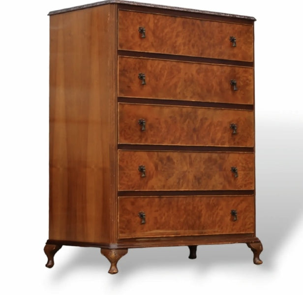 Oriental walnut chest of drawers, blue upcycled vintage chinoiserie chest – A rare vintage treasure