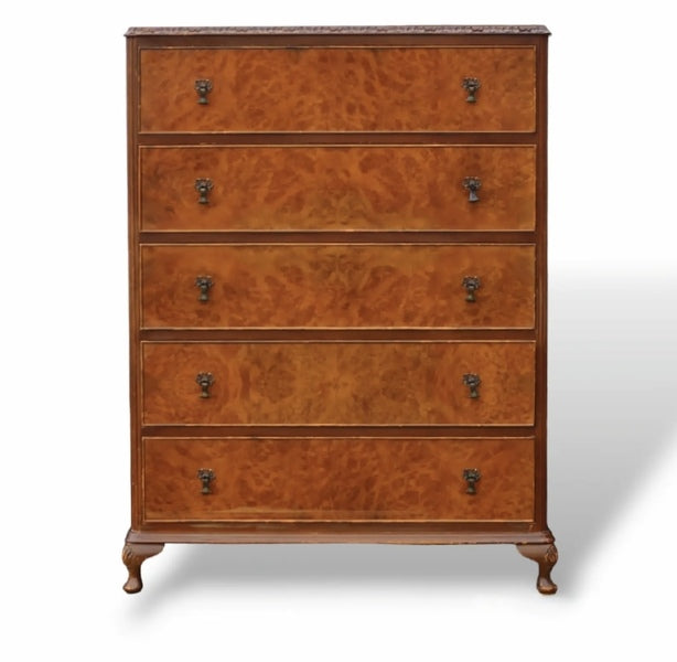 Oriental walnut chest of drawers, blue upcycled vintage chinoiserie chest – A rare vintage treasure