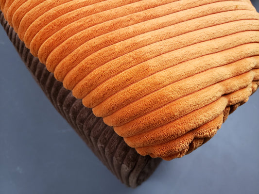 Mid century modular corner sofa in rusty orange corduroy – A rare vintage treasure