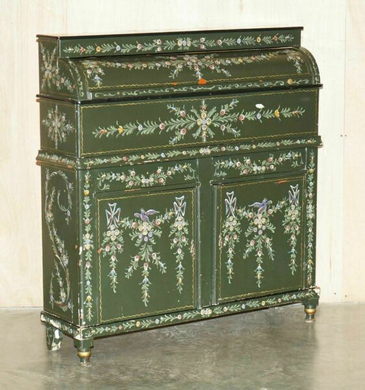 Antique swedish hand painted grocers grain bin sideboard haberdashery cupboard – A rare vintage treasure