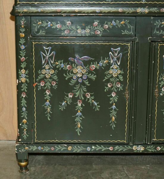 Antique swedish hand painted grocers grain bin sideboard haberdashery cupboard – A rare vintage treasure