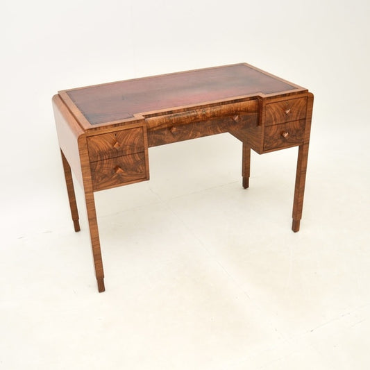 Art deco figured walnut leather top desk – A rare vintage treasure