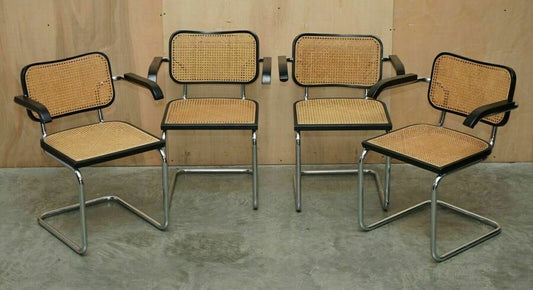 Four vintage 1970 made in italy stamped marcel breuer cesca knoll dining chairs – A rare vintage treasure