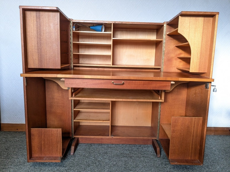 Mummenthaler & meier metamorphic workstation desk teak & birch,norway 1950's. – A rare vintage treasure