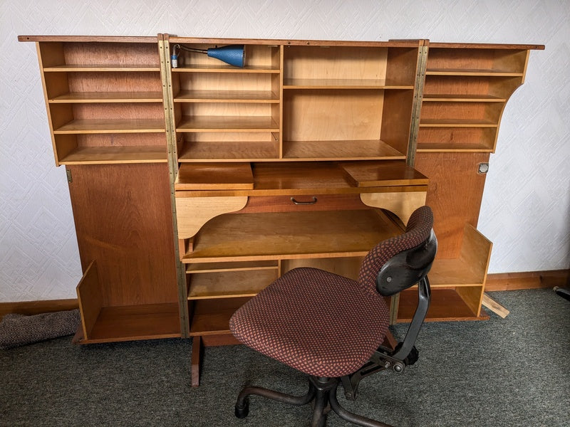 Mummenthaler & meier metamorphic workstation desk teak & birch,norway 1950's. – A rare vintage treasure